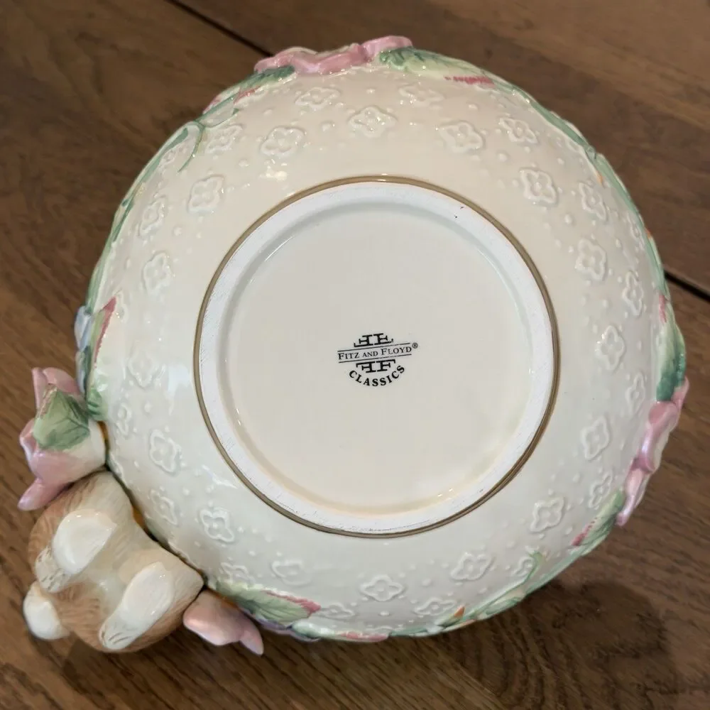 Fitz and Floyd Garden Rhapsody Serving Bowl 10.5” Ceramic Spring Easter Vintage